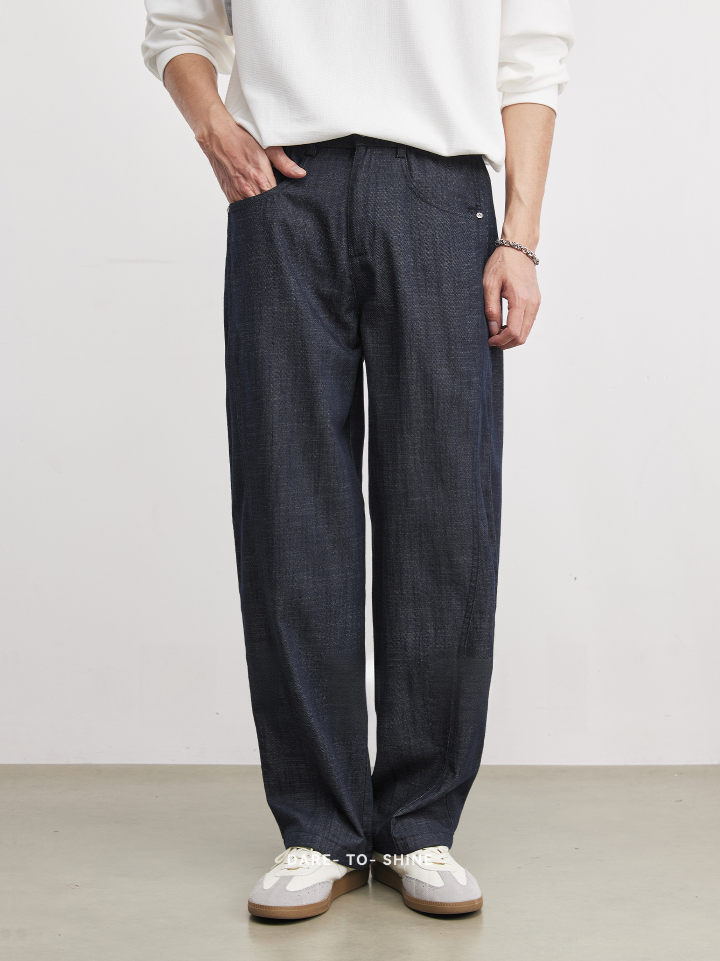 寶藍色簡約商務休閒褲