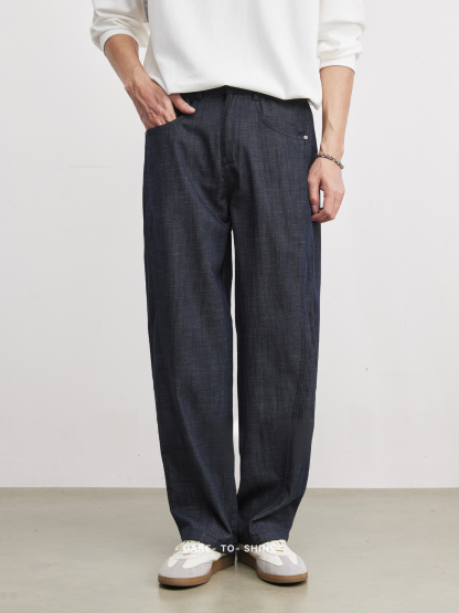 寶藍色簡約商務休閒褲