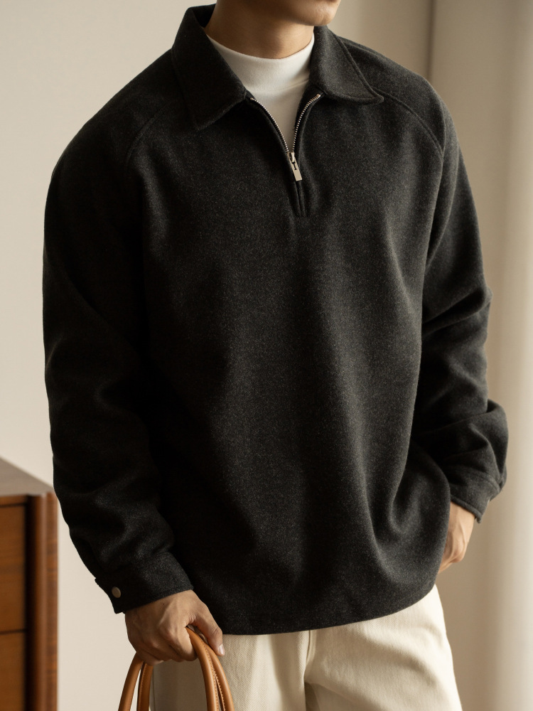 美式空氣層半拉鏈老錢風衛衣