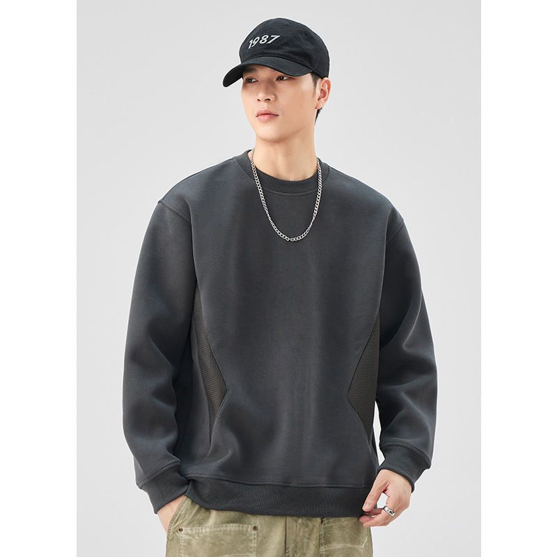 男士美式撞色圓領衛衣