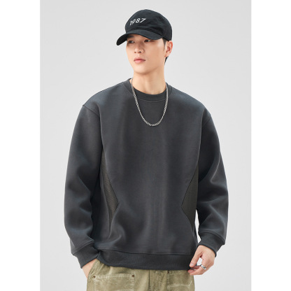 男士美式撞色圓領衛衣