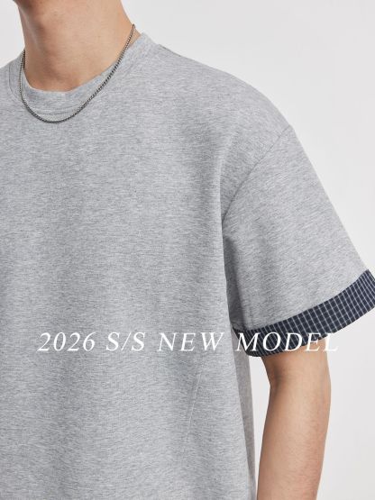重磅260g撞色袖口曼巴面短袖T恤
