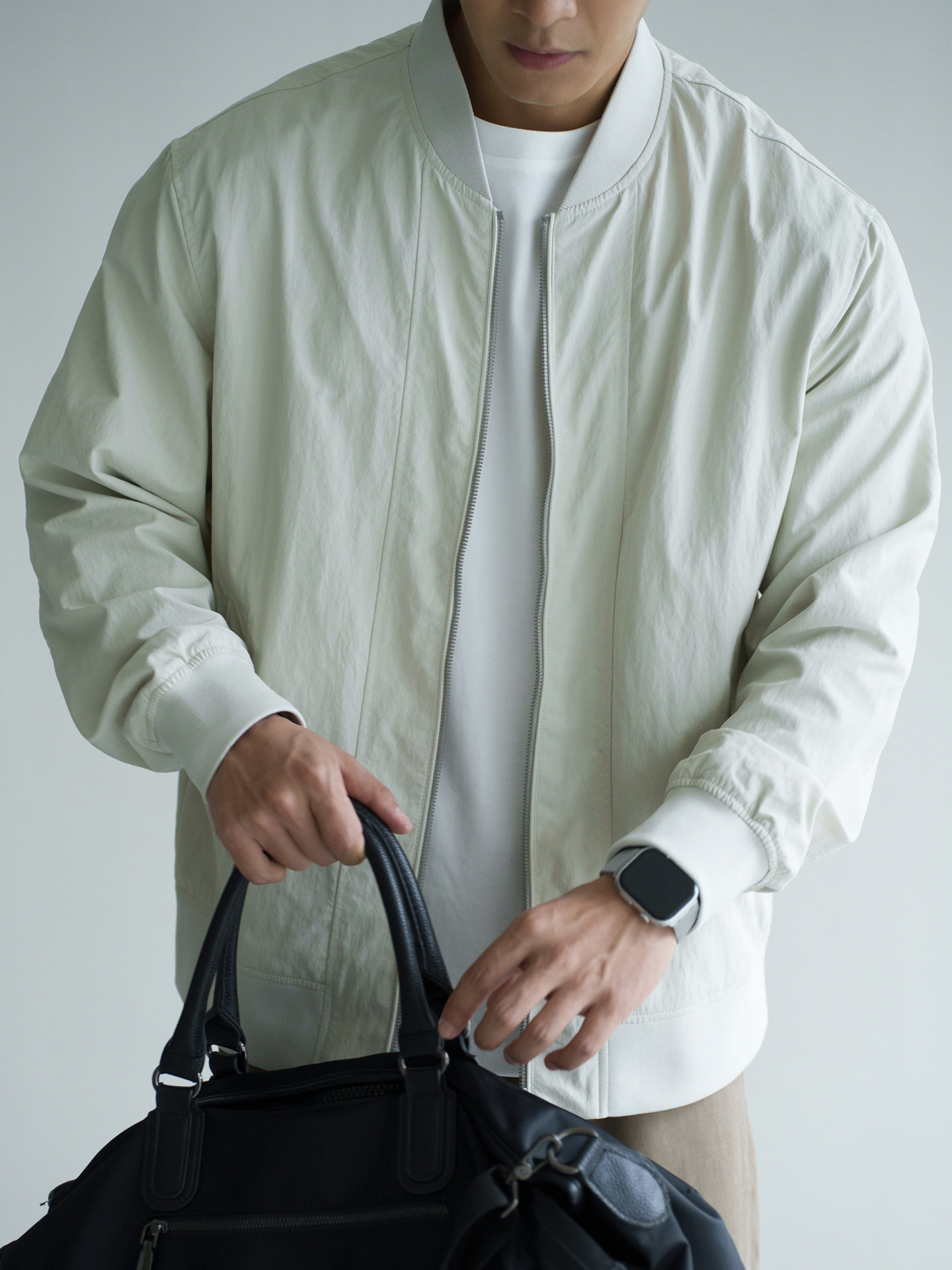 男春秋微皺激勵短款棒球服外套