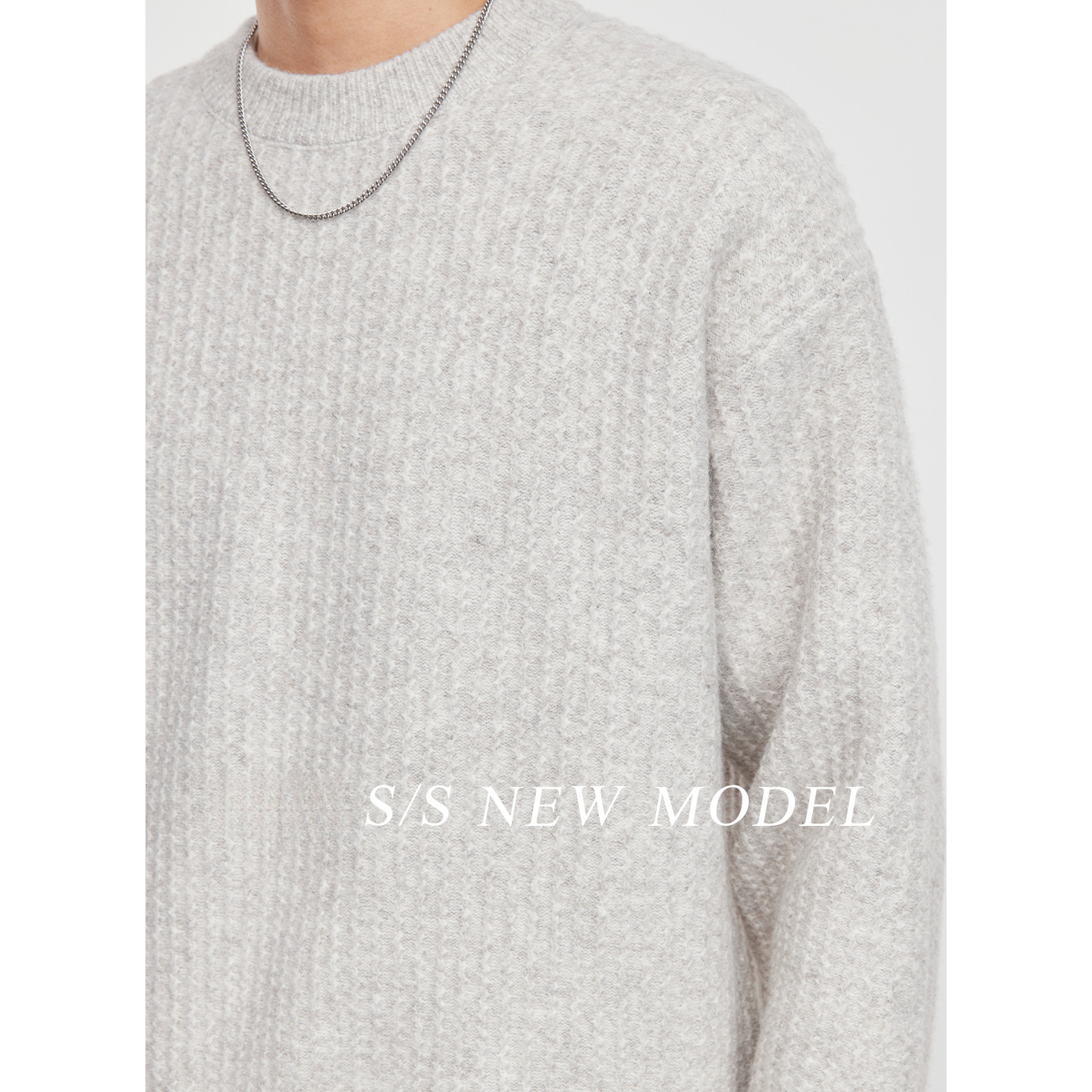 男士秋冬紋理圓領毛衣