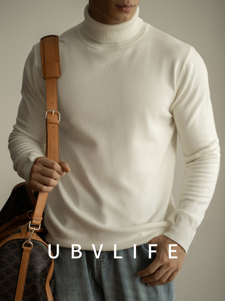 基礎款可機洗綿羊毛高領針織衫