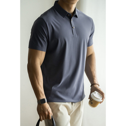 無痕壓角冰絲速乾涼感短袖POLO衫