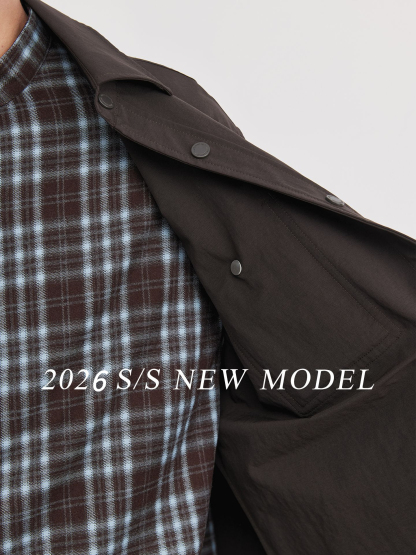 春秋鹿皮絨撞燈芯領復古啞光假兩件襯衫夾克