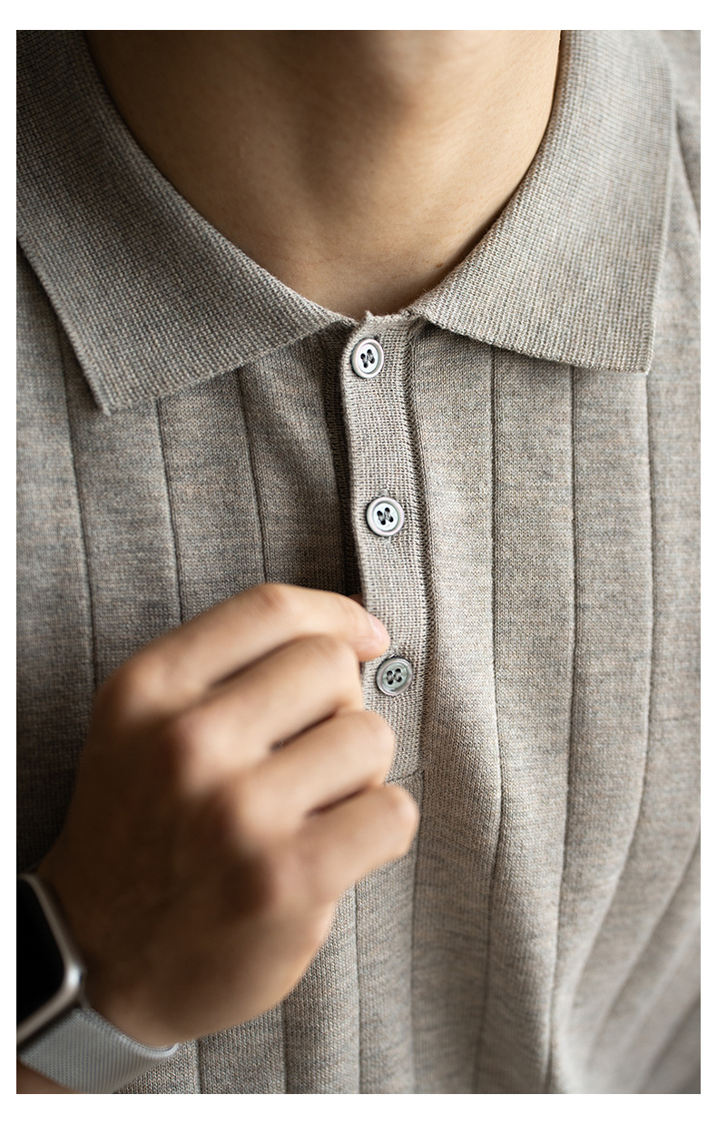 輕奢高端可機洗羊毛短袖POLO衫