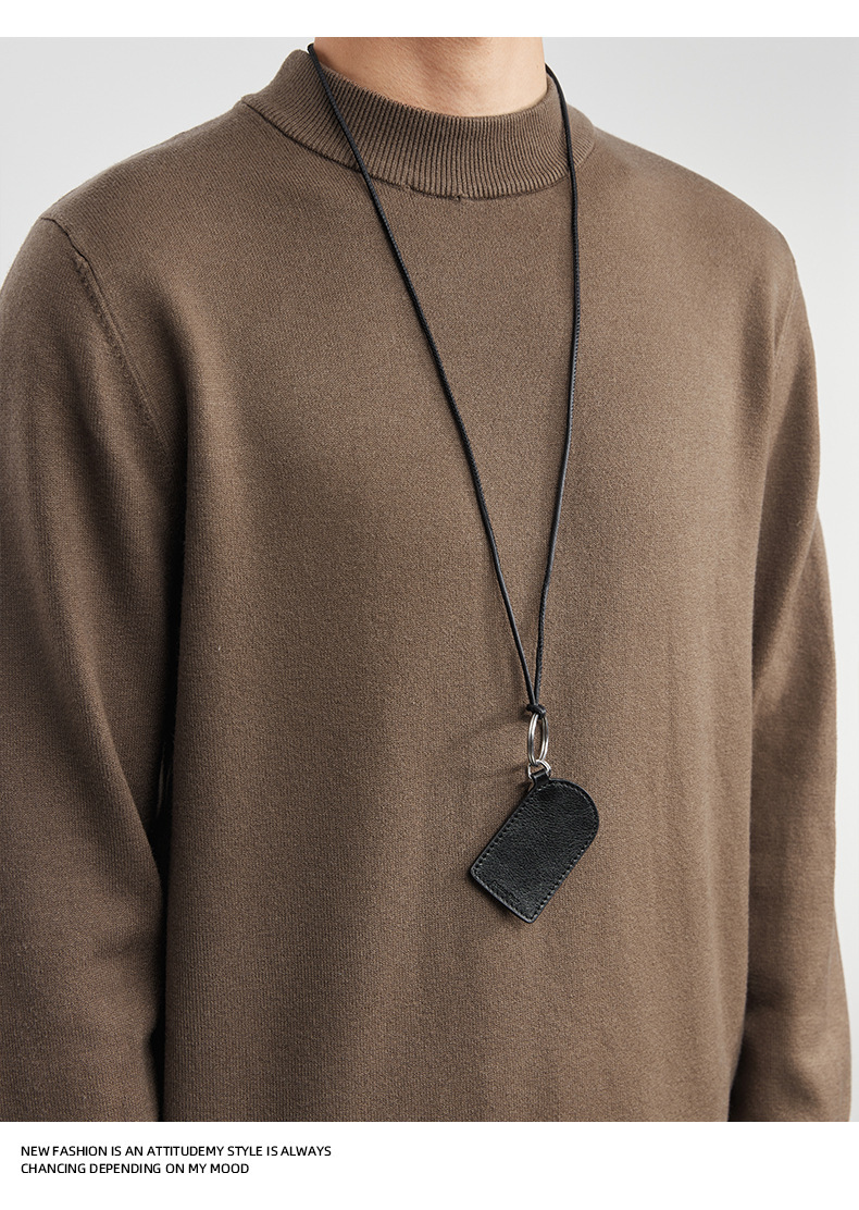 男士秋冬德絨半高領毛衣