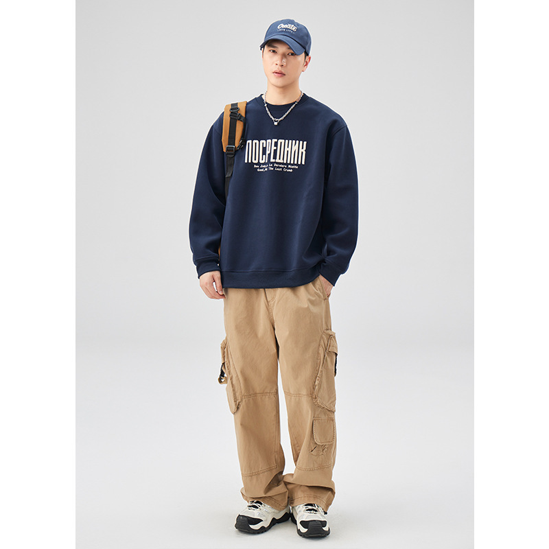 男士春秋420G美式無帽印花衛衣