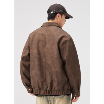 男士春秋美式工裝美拉德麂皮絨夹克外套