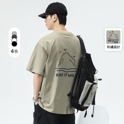 男士夏季印花圓領BF風短袖T恤