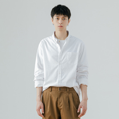 男士春秋牛津紡長袖襯衫