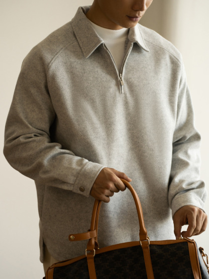 美式空氣層半拉鏈老錢風衛衣