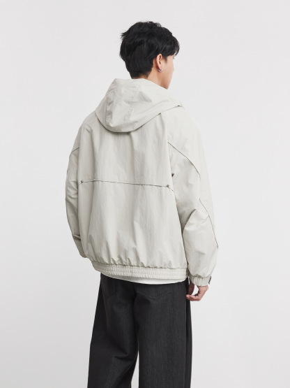 高階廓形工裝抽繩連帽夾克