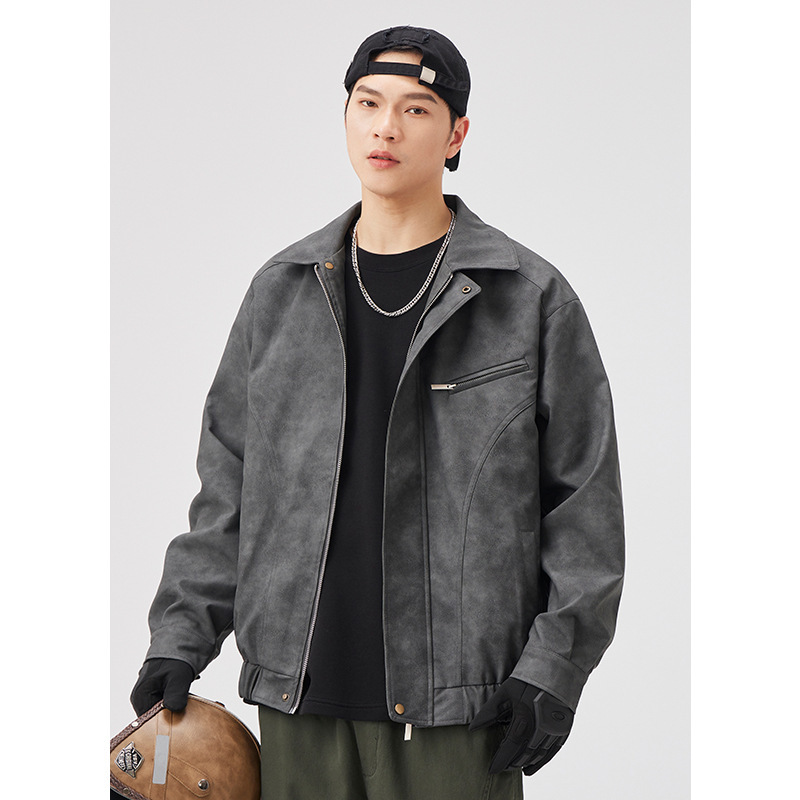 男士春秋美式工裝美拉德麂皮絨夹克外套