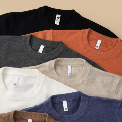 男士秋冬純色羊毛半高領打底衫