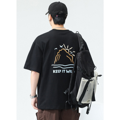 男士夏季印花圓領BF風短袖T恤