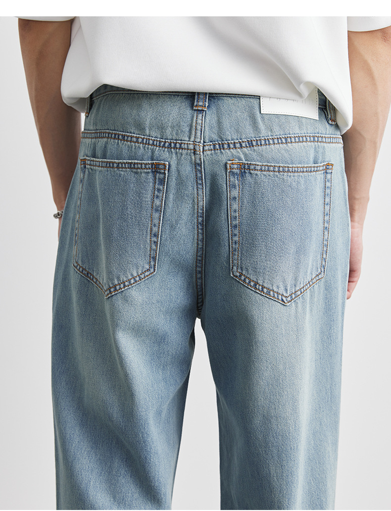 男士夏季萊賽爾天絲直筒牛仔褲