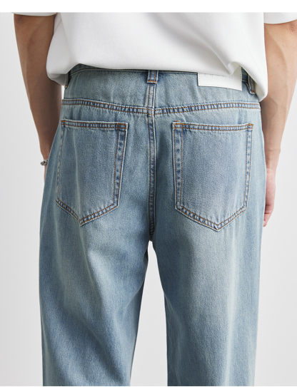 男士夏季萊賽爾天絲直筒牛仔褲