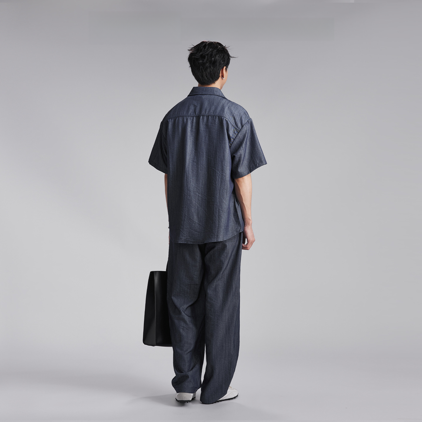 輕熟仿牛仔襯衫套裝