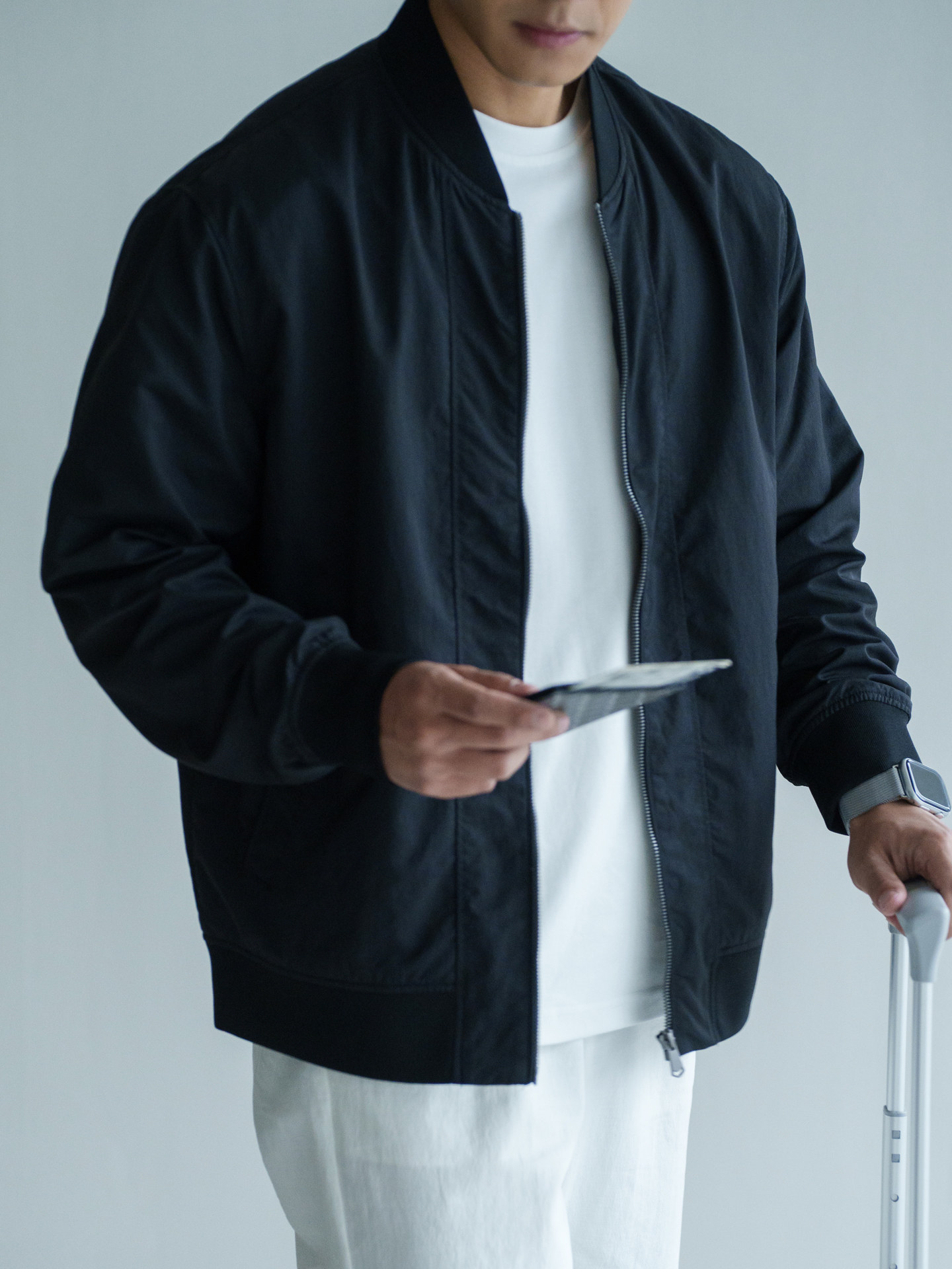男春秋微皺激勵短款棒球服外套