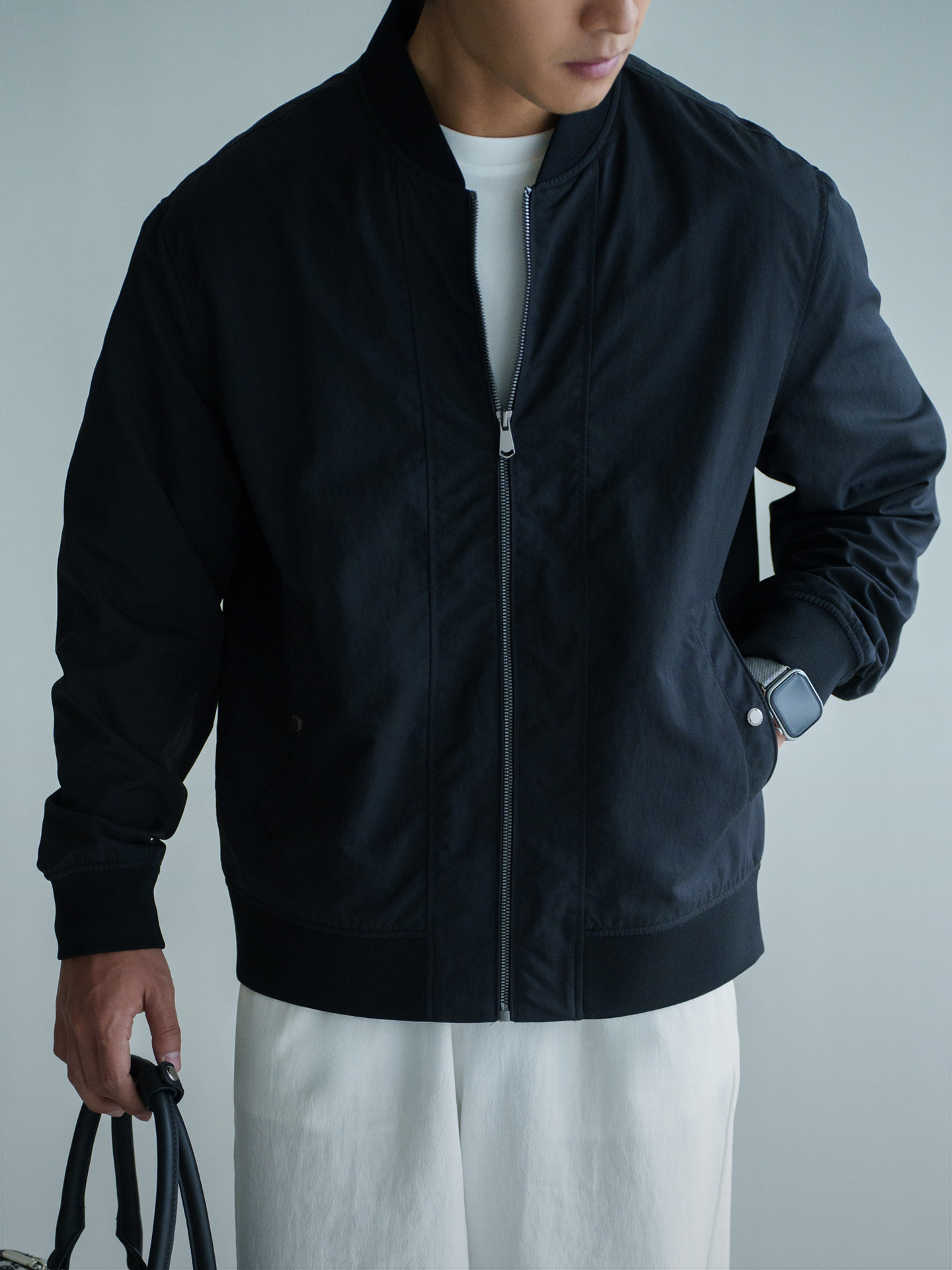 男春秋微皺激勵短款棒球服外套