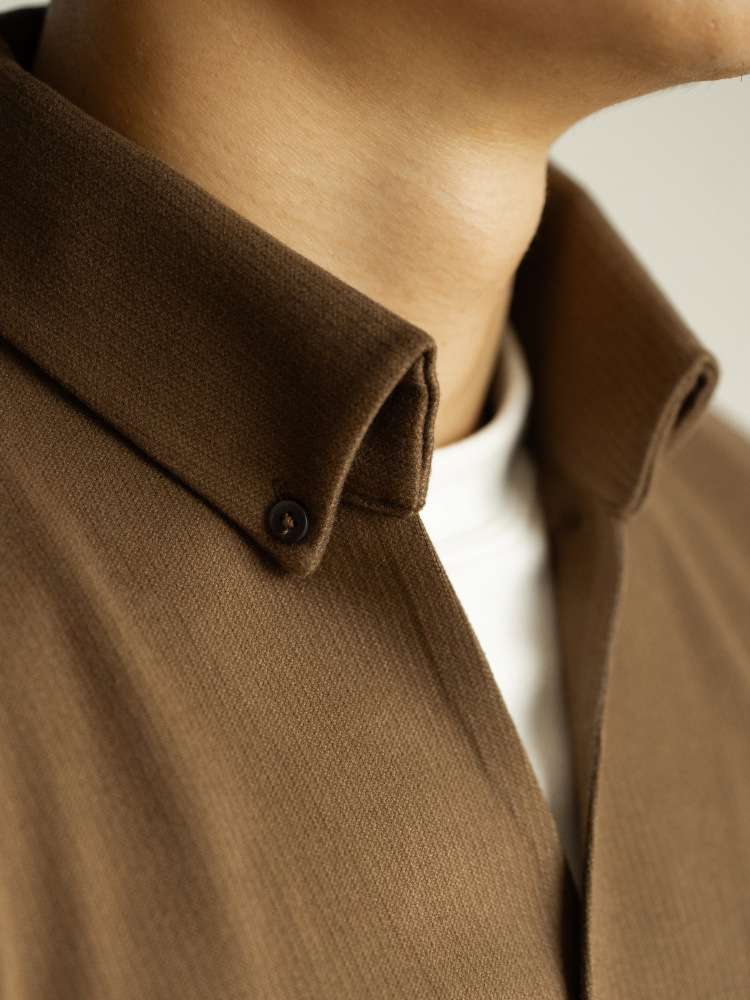 老錢風蓄熱保暖毛呢絨長袖襯衫