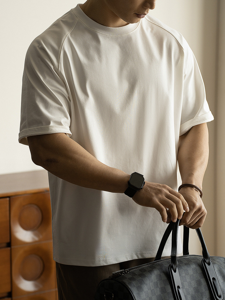 美式300G重磅抑菌防曬插肩袖短袖T恤