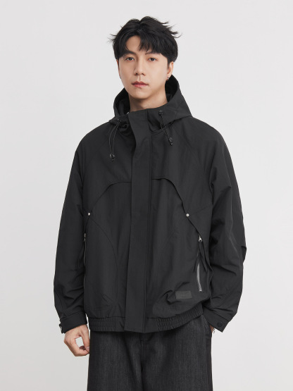 高階廓形工裝抽繩連帽夾克