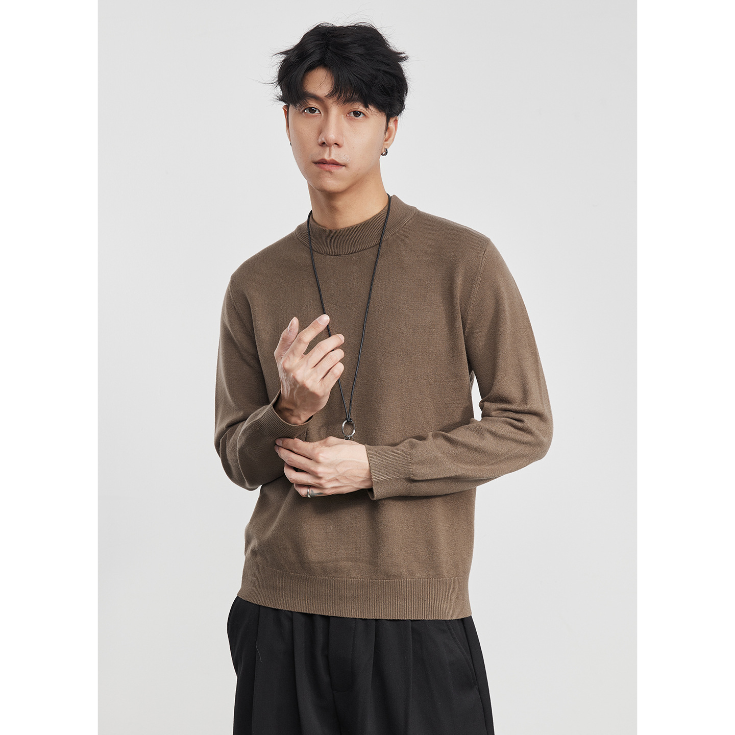 男士秋冬德絨半高領毛衣