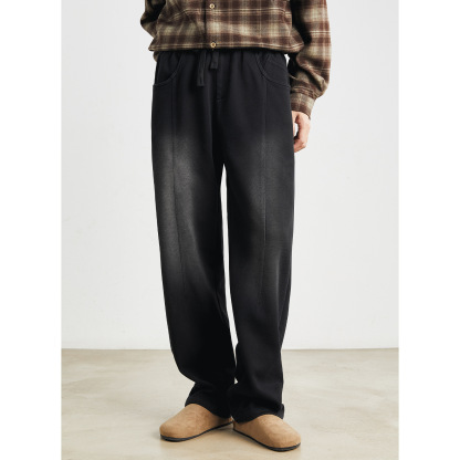 男士春季漸變可選加絨直筒衛褲