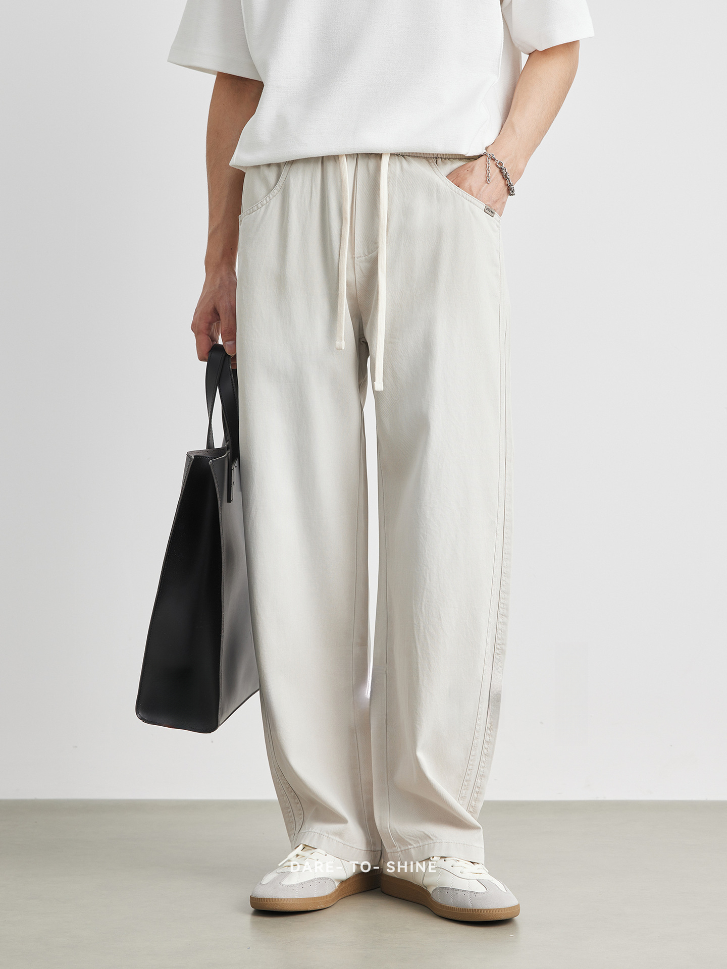 男裝萊賽爾天絲直筒闊腿褲