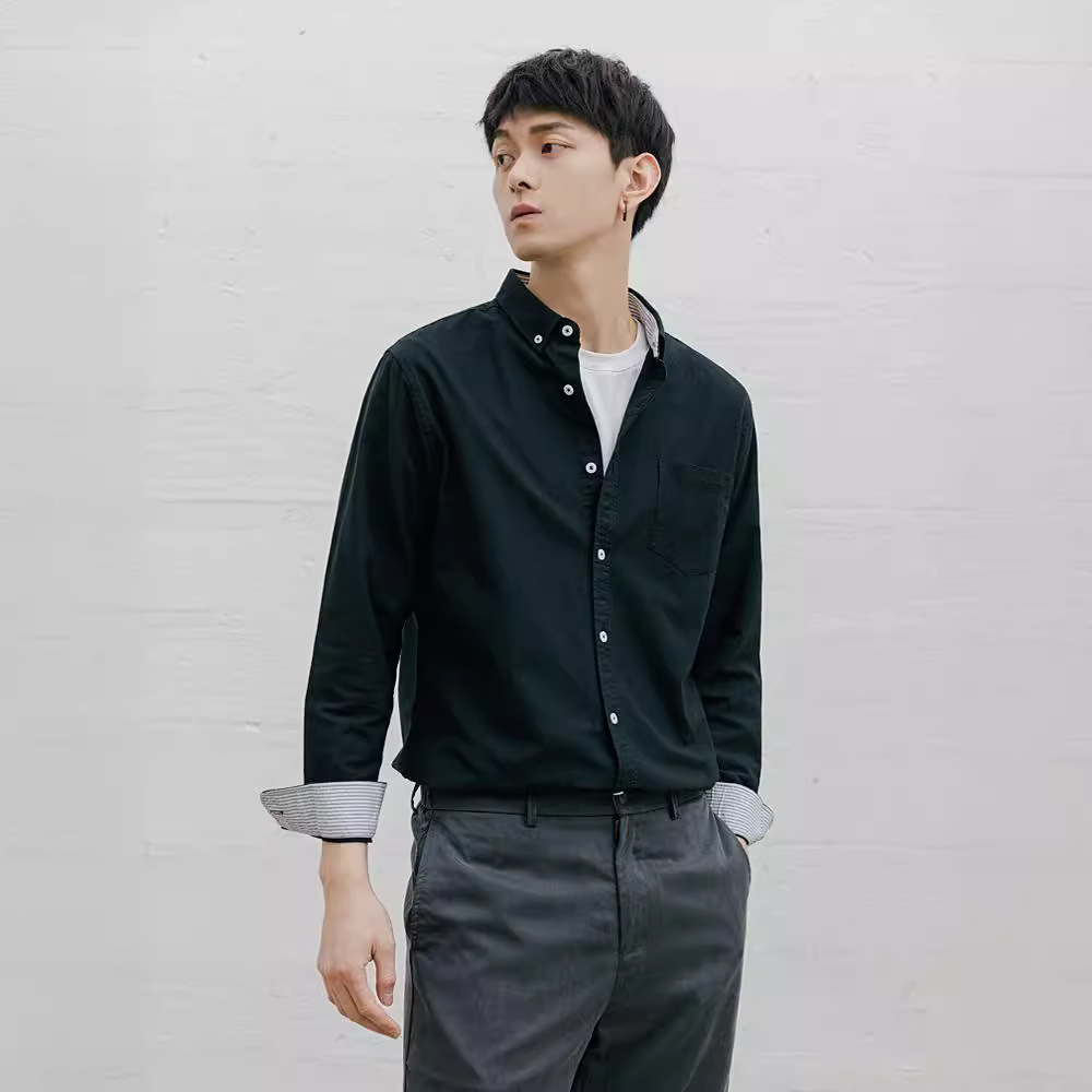 男士春秋牛津紡長袖襯衫