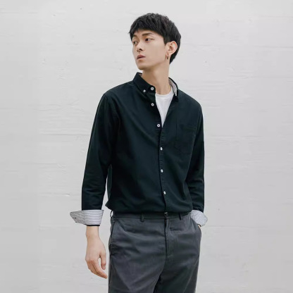 男士春秋牛津紡長袖襯衫