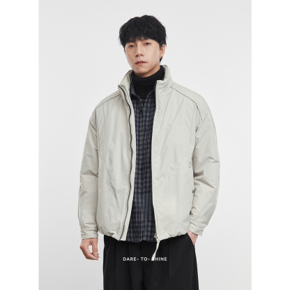 男士秋冬立領工裝棉服