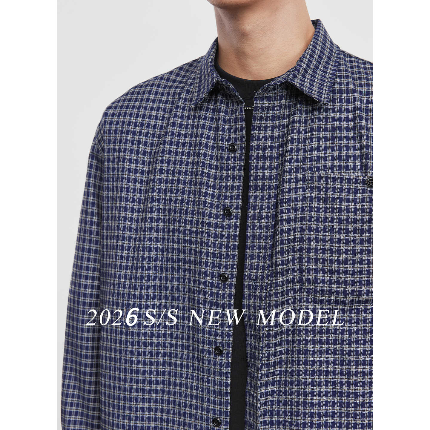 格紋敘法式青春翻領襯衫