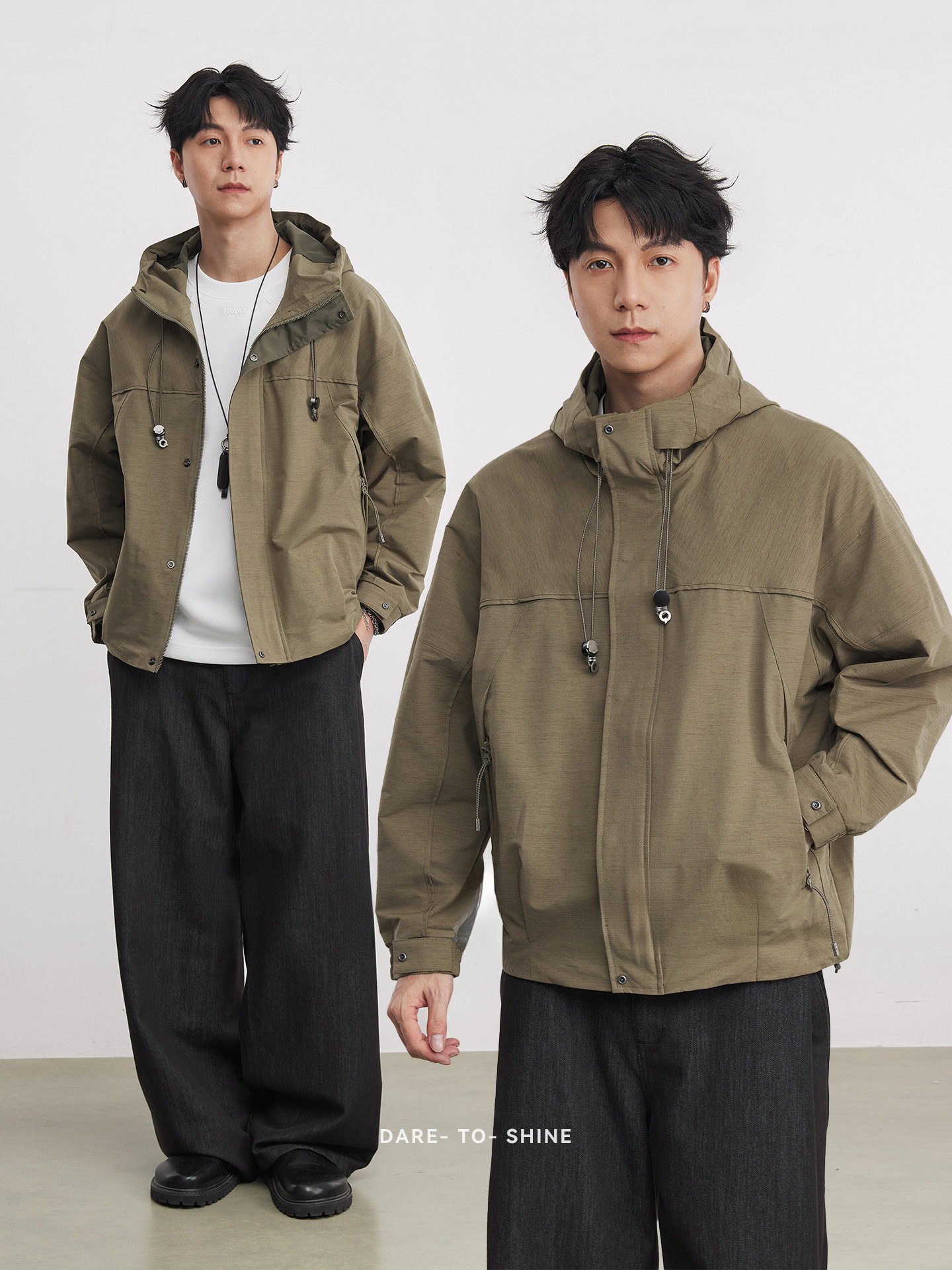 男春秋時尚輕旅連帽夾克