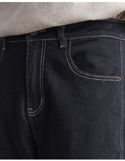 男士春秋水洗可加絨寬鬆牛仔褲