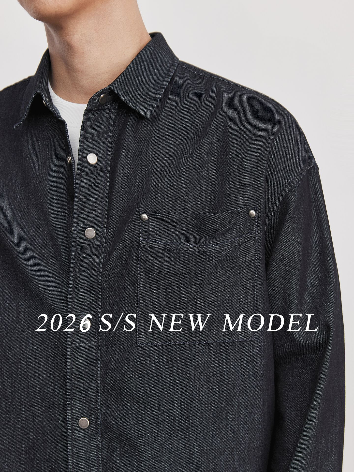 男士寬鬆牛仔襯衫