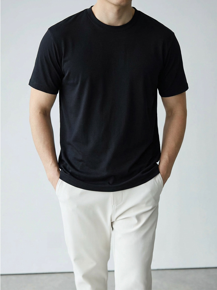 男夏260G雙紗平紋純棉短袖T恤