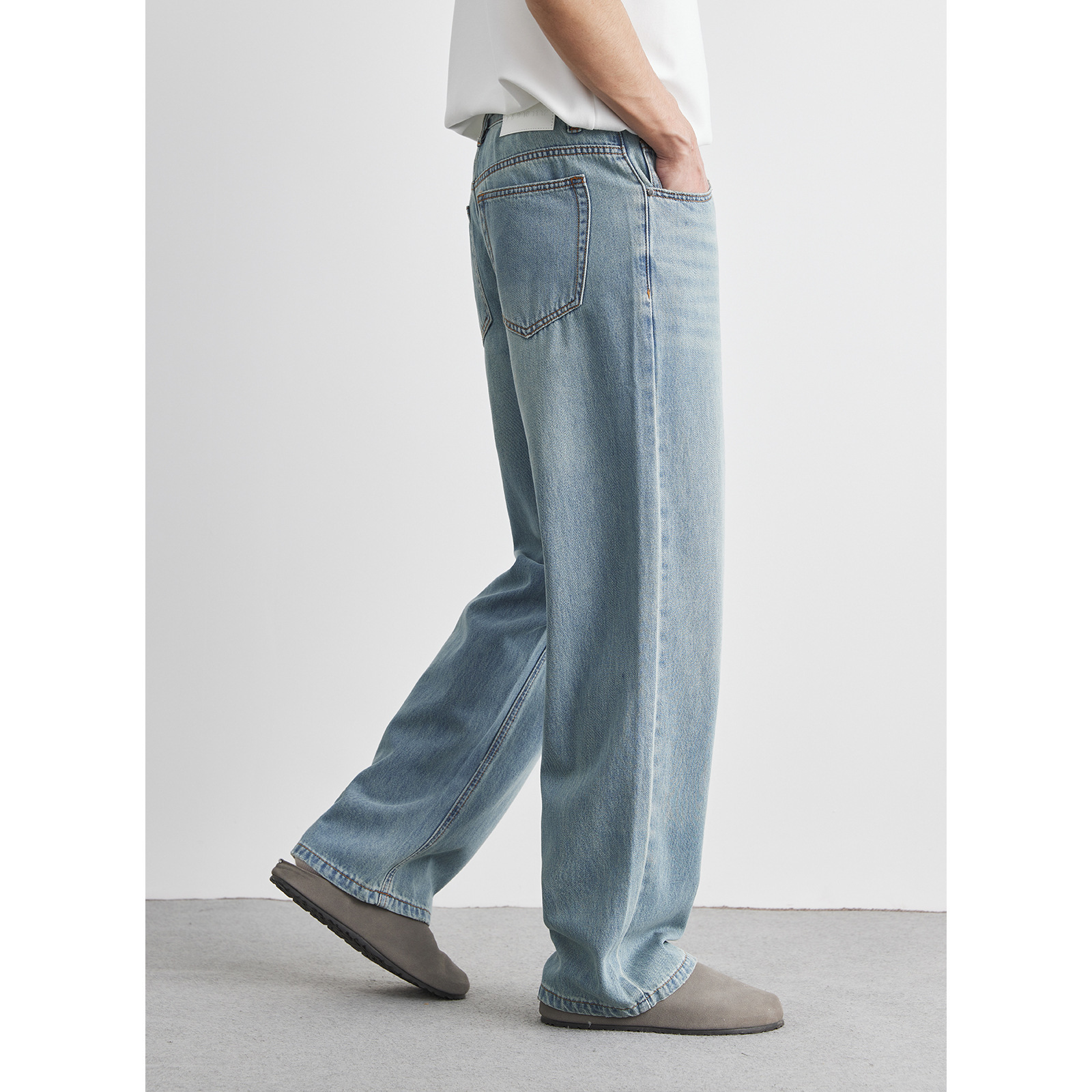 男士夏季萊賽爾天絲直筒牛仔褲