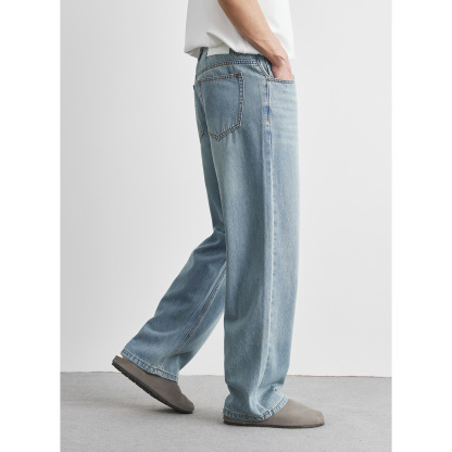 男士夏季萊賽爾天絲直筒牛仔褲