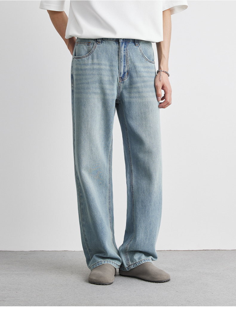 男士夏季萊賽爾天絲直筒牛仔褲