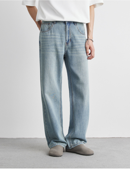 男士夏季萊賽爾天絲直筒牛仔褲