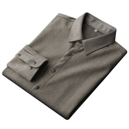 仿毛呢長袖加絨襯衫