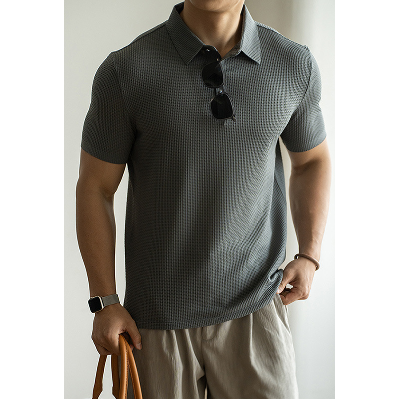 零壓感無痕冰絲提花商務休閒POLO衫