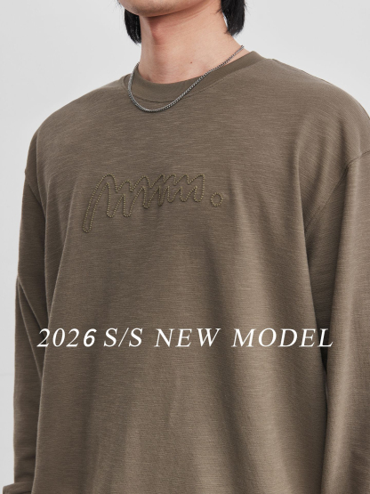 春季男圓領內搭純色長袖T恤