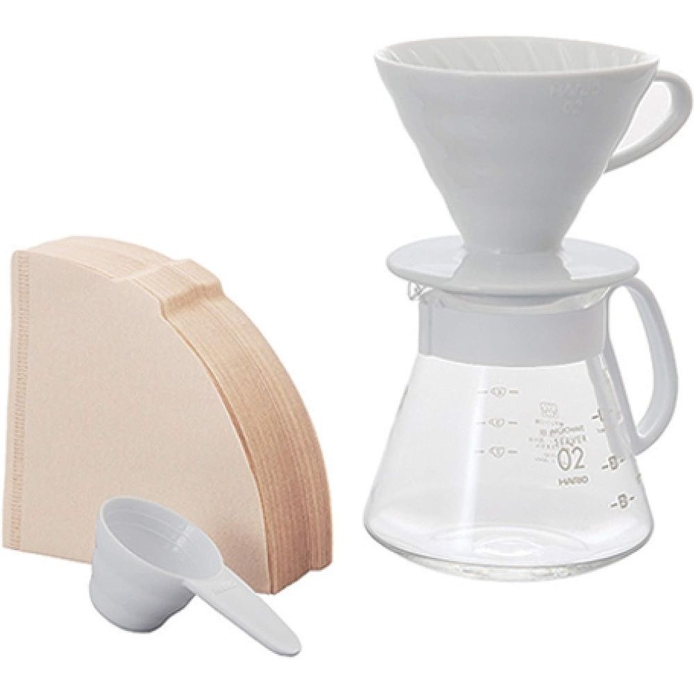 HARIO XVDD-3012W [V60 Ceramic Dripper 02 Set] Coffee Accessories [Direct from Japan]-FUKUOKA_OTAKU