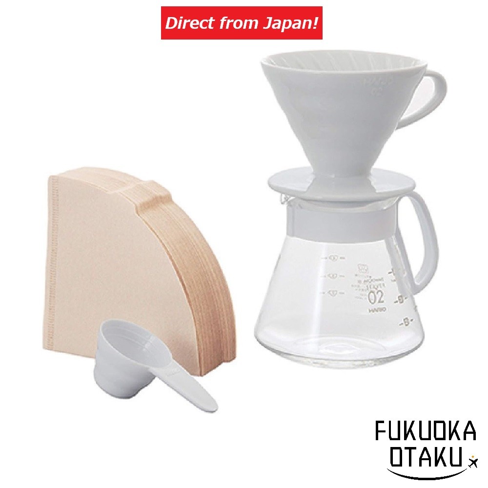 HARIO XVDD-3012W [V60 Ceramic Dripper 02 Set] Coffee Accessories [Direct from Japan]-FUKUOKA_OTAKU